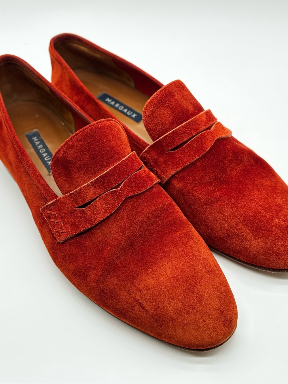 Margeaux Suede Penny Loafer Women's 10 Rust Orange Slip On Shoes Spain 40.5